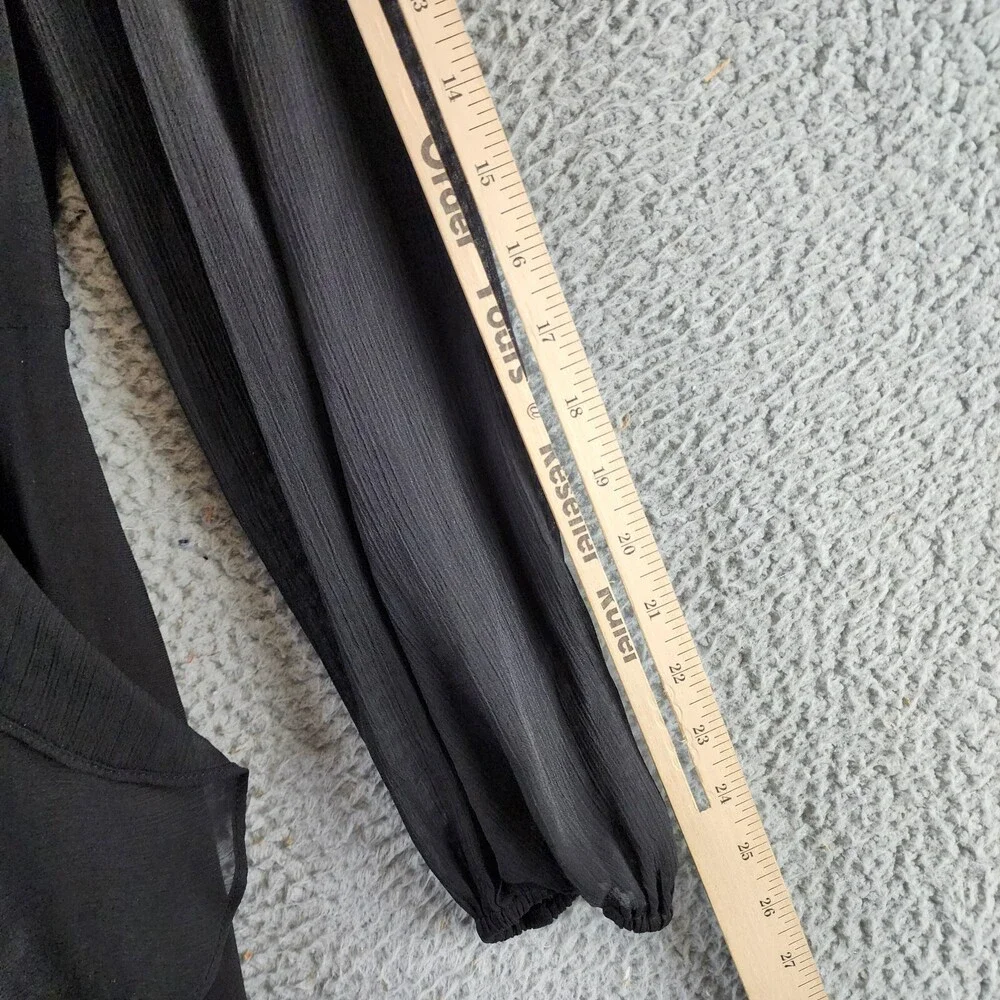 Tommy Hilfiger Jersey Stretch Chiffon Long Sleeve Dress Women's 8 Black Back Zip - Picture 9 of 15